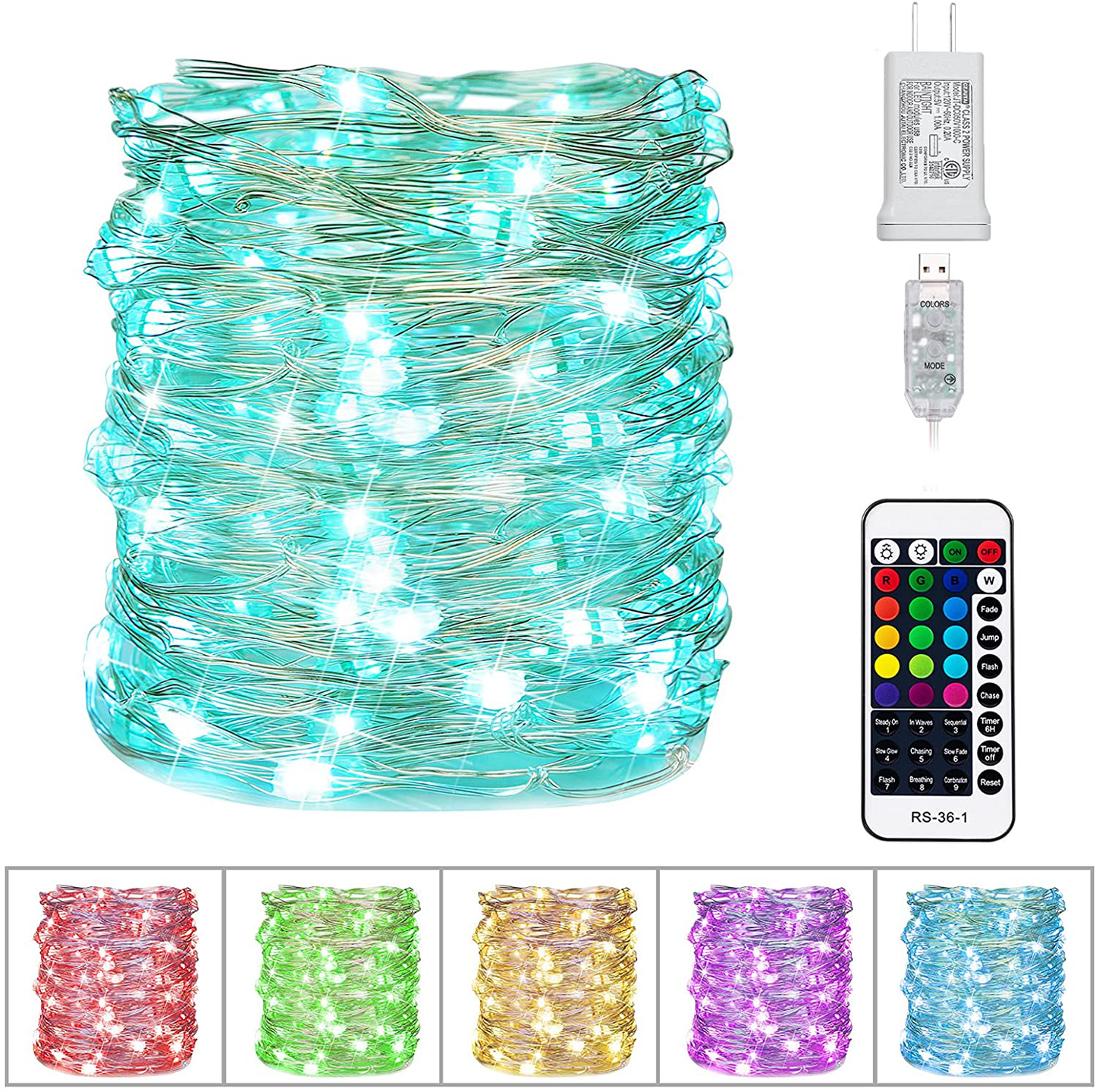 Color Changing Fairy String Lights: 66 Feet 200 Led Waterproof Twinkle Lights with Remote and Plug and 4 Light Modes for Craft Bedroom Ceiling Wedding Christmas 16 Colors