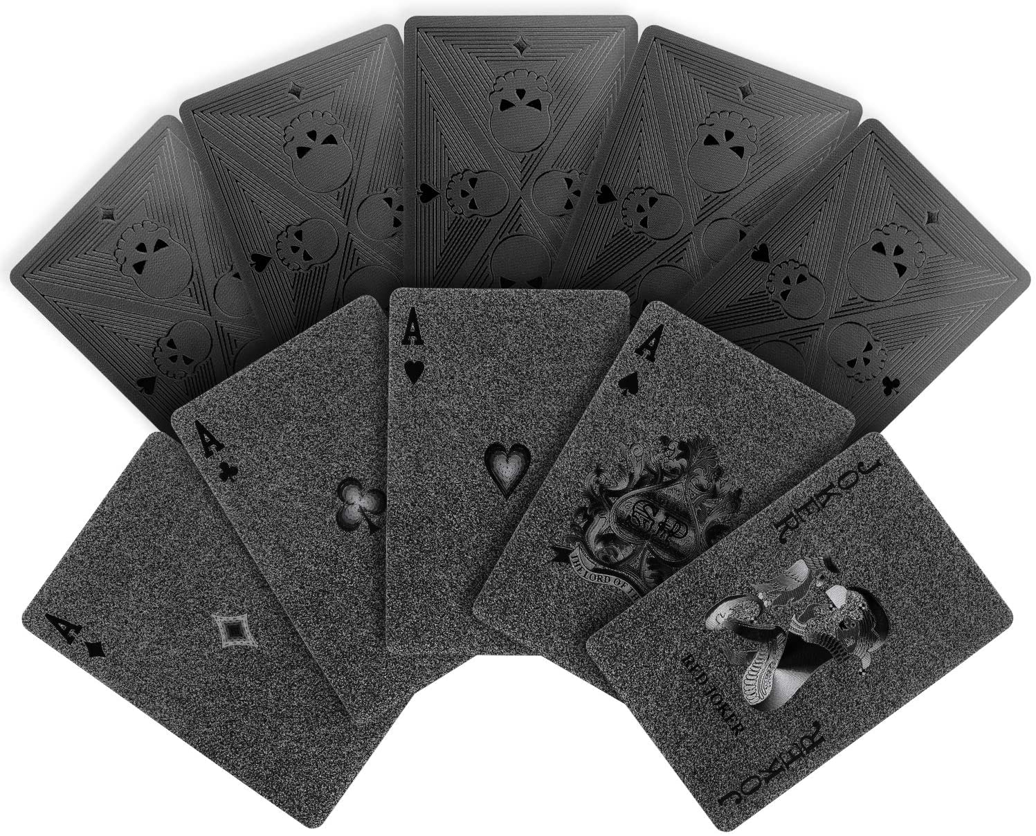 Cool Black Foil Poker Playing Cards, Waterproof Deck of Cards with Gift Box, Use for Party and Game