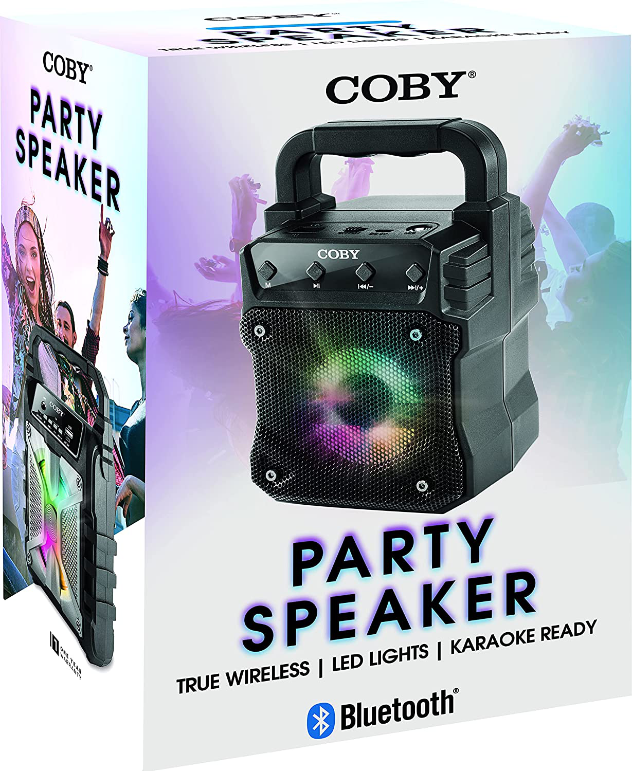 Coby Portable Bluetooth Speaker | Wireless PA System with FM Radio | Microphone Input | Karaoke Machine with Lights | Perfect for Kids Adults Outdoors