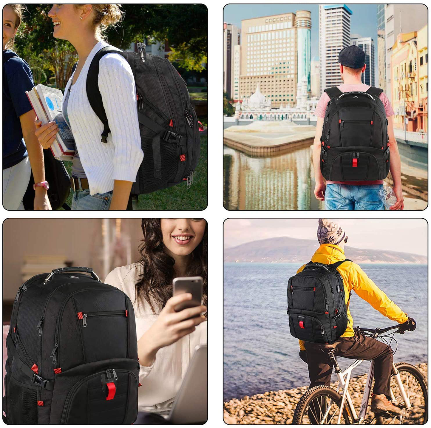 Extra Large 50L Travel Backpack with USB Charging Port,TSA Friendly Business College Bookbags