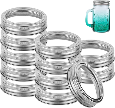 Ruisita 12 Pieces Silver Mason Jar Metal Rings Canning Jar Lids Regular Mouth Canning Supplies Rust Proof Jar Rings for Canning Fruits, Cookies, Candies Storing