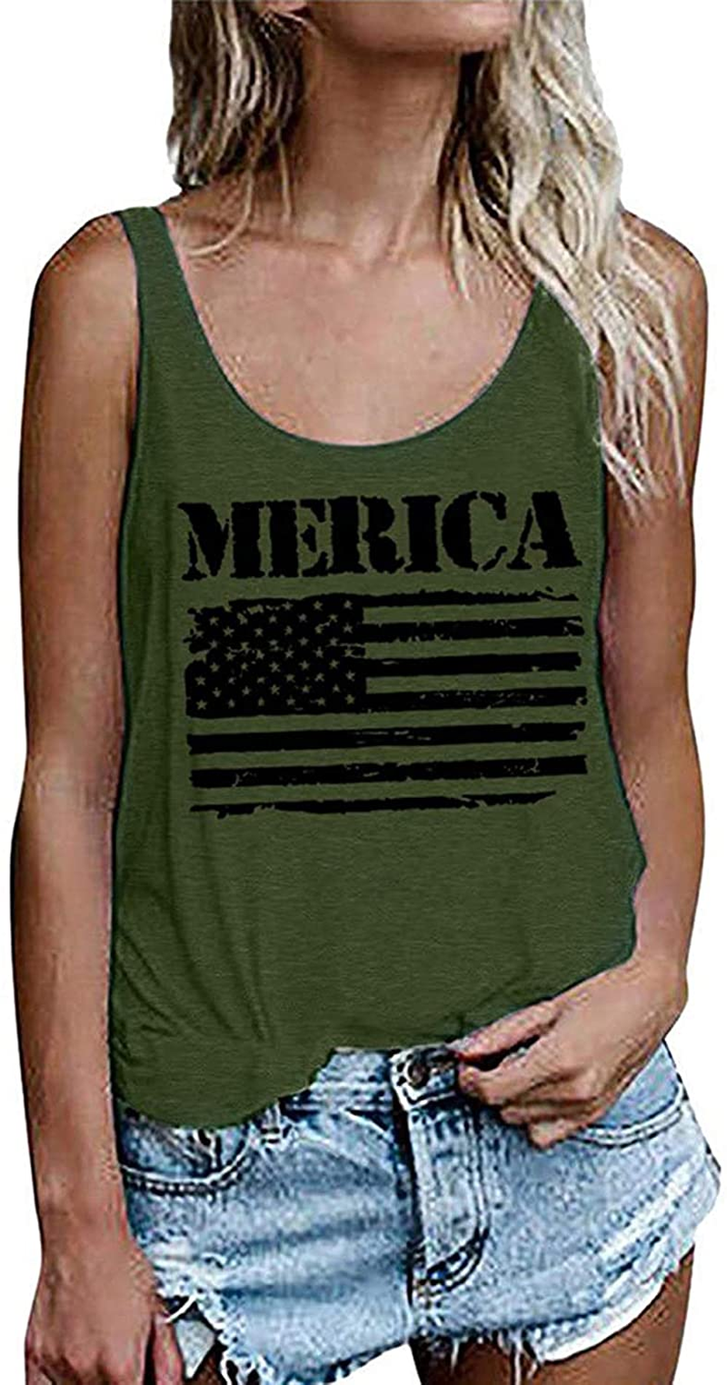 Women's American Flag Camo Sleeveless Tank Tops 4Th of July Racerback Bowknot Stripes Patriotic T Shirts