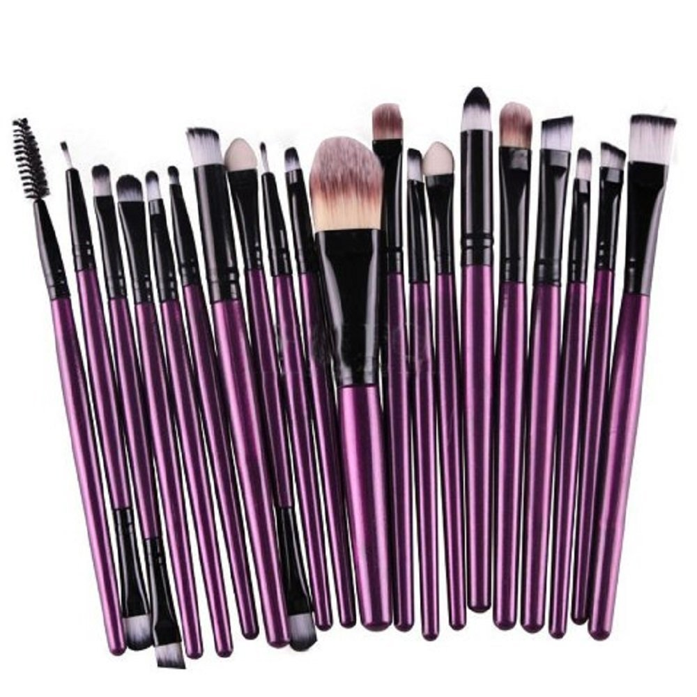 KOLIGHT® Set of 20Pcs Cosmetic Makeup Brushes Set Powder Foundation Eyeliner Eyeshadow Lip Brush for Beautiful Female (Gold+Coffee)