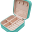 Small Portable Travel Jewelry Box Organizer Display Storage Bag Portable Travel Storage Box for Storage Rings Earrings Necklace (Light Blue)