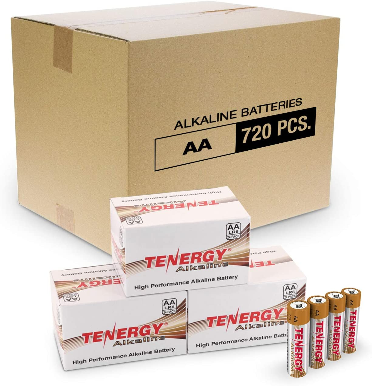 Tenergy 1.5V AA Alkaline Battery, High Performance AA Non-Rechargeable Batteries for Clocks, Remotes, Toys & Electronic Devices, Replacement AA Cell Batteries