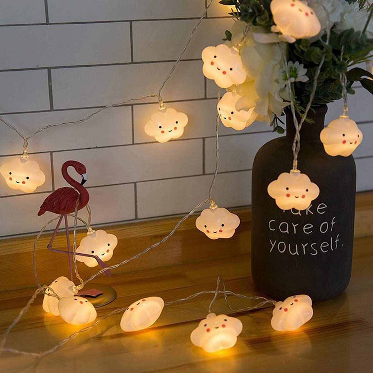 Indoor String Lights, Battery Powered Fairy String Lights Waterproof, 20 LED Cute Decoration Extendable for Indoor, Outdoor, Kids Bedroom, Christmas Tree, New Year, Garden Decoration, Warm White