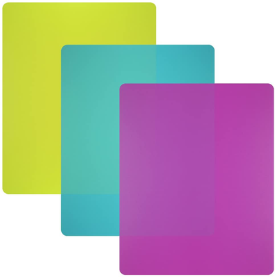 Flexible Plastic Cutting Board Mats set, Colorful Kitchen Cutting Board Set of 3 Colored Mats