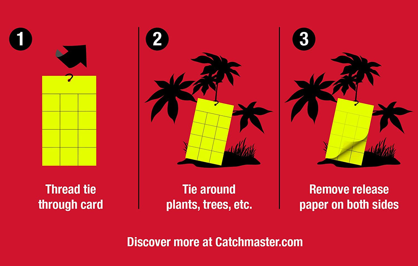Catchmaster 72 Count - Double Sided Flying Insect Trap - Pest Monitor Bug Catcher - Yellow Sticky Cards - 72 Cards