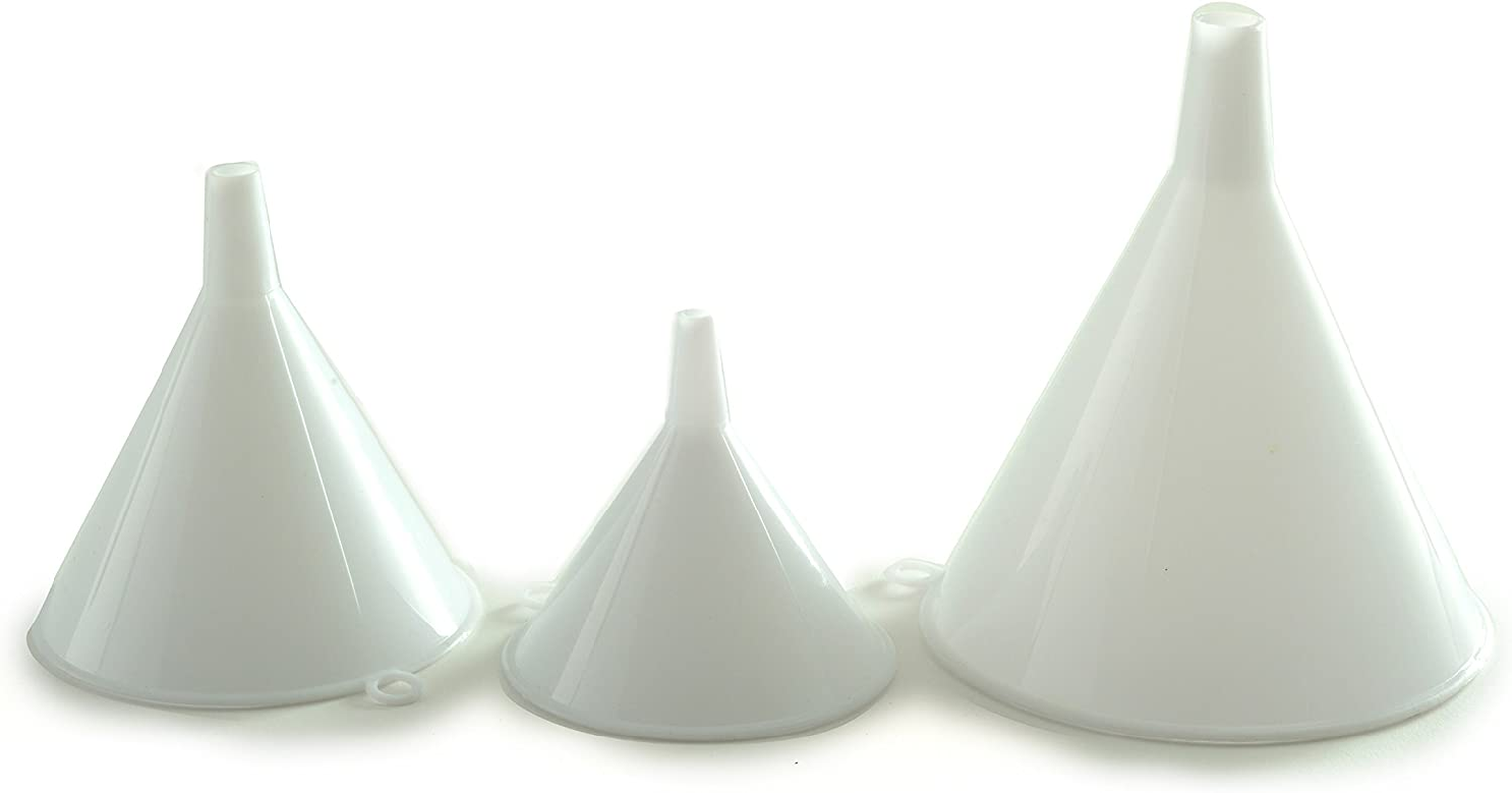 Norpro Plastic Funnel, Set of 3, Set of Three, White