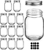 Mason Jars 16 OZ, AIVIKI 12 Pack Regular Mouth Glass Canning Jars with Silver Metal Airtight Lids and Bands for Sealing, Canning, Dry Food, Preserving, Jam, Honey, Jelly, Meal Prep, Overnight Oats, Food Storage, Salads, 12 Whiteboard Labels Included