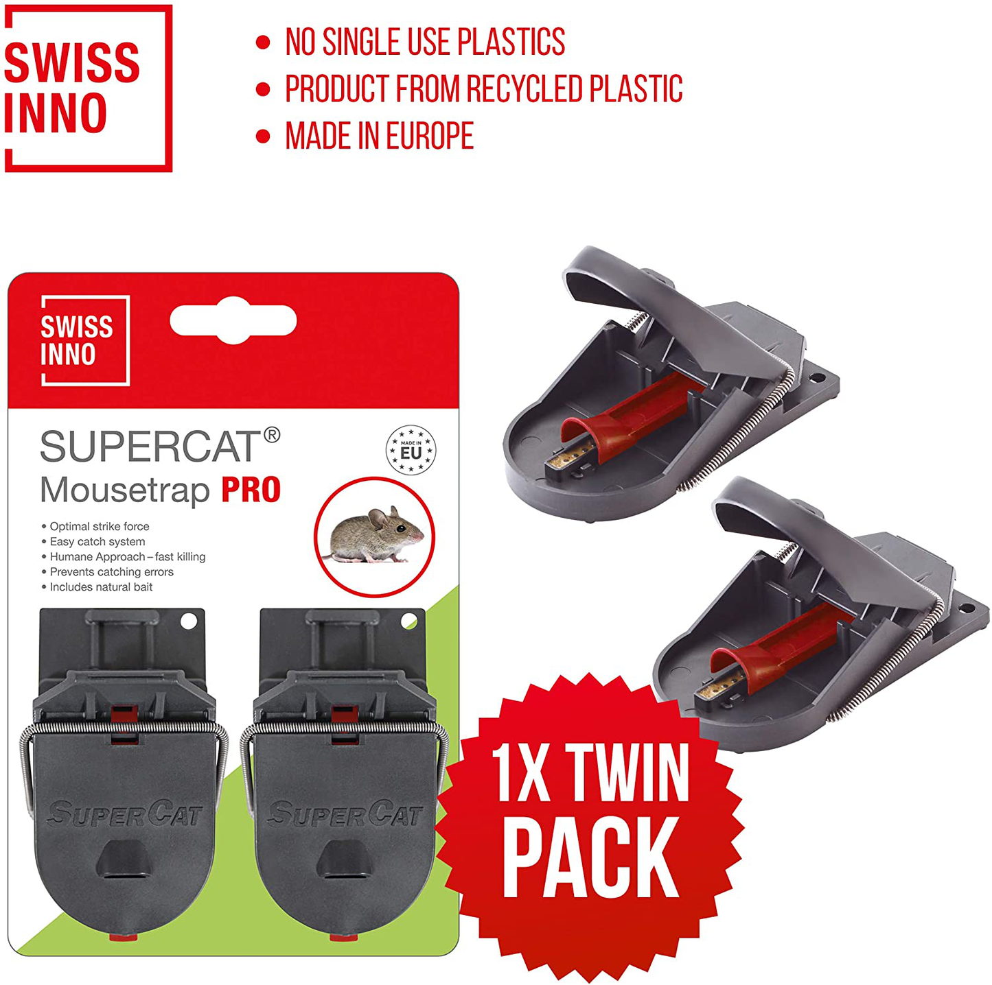 SWISSINNO Mouse Trap PRO Supercat, 4X Traps