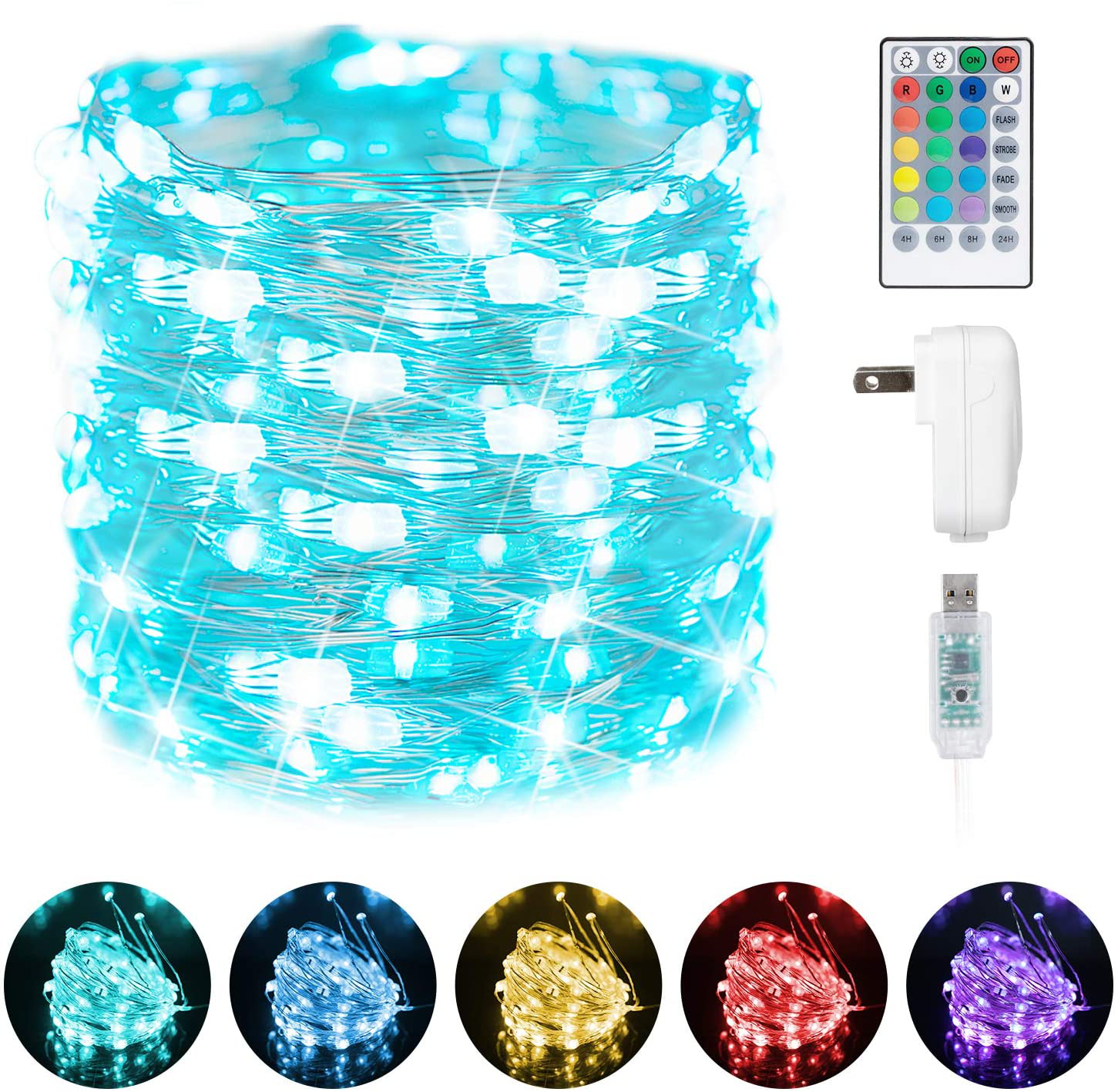 Color Changing Fairy String Lights: 66 Feet 200 Led Waterproof Twinkle Lights with Remote and Plug and 4 Light Modes for Craft Bedroom Ceiling Wedding Christmas 16 Colors