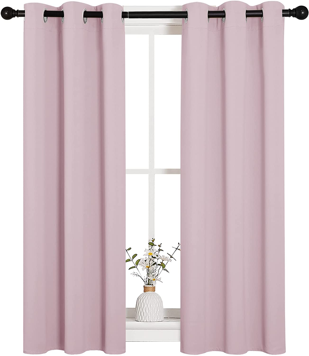 NICETOWN Holiday Decor Thermal Insulated Solid Grommet Blackout Curtains/Drapes for Living Room (1 Pair, 42 by 63 inches, Burgundy Red)