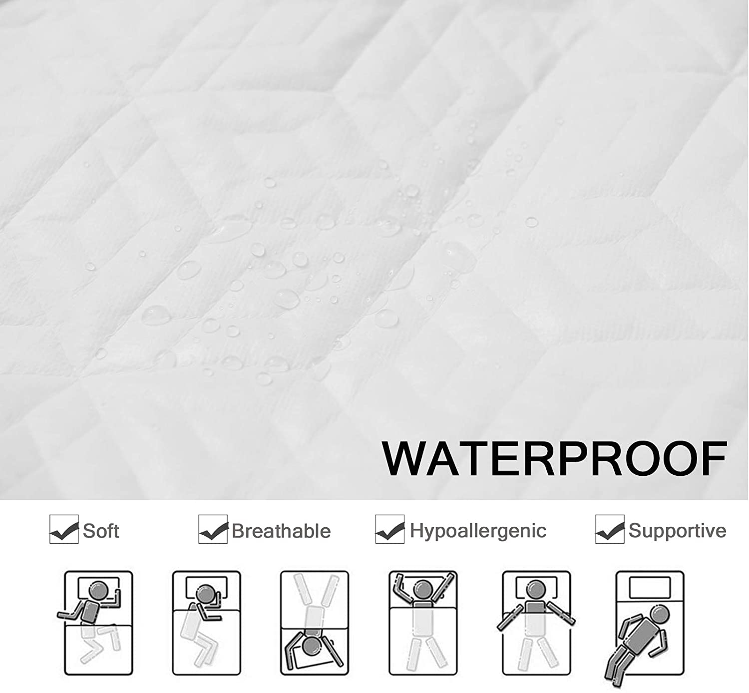 CHHKON Premium Waterproof Mattress Protector, Ultra Soft Breathable Mattress Pad Cover, Accidents Protector, Original Design Pattern, Deep Pocket (Pattern 5, California King (72''x84''))