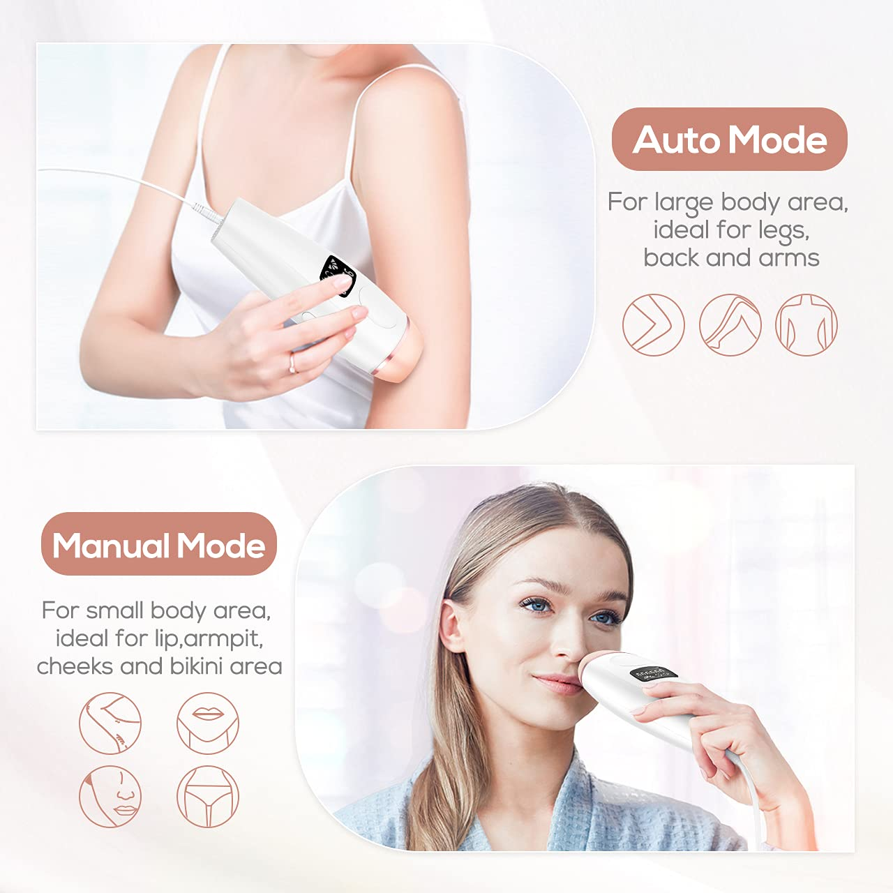 Permanent IPL Hair Removal for Women, Painless 666,666 Flashes Hair Removal Device, 2 Flash Modes & 5 Energy Levels for Facial, up Lip, Legs, Arms, Armpits, Body, Bikini