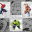 Superhero Wall Decor - Avenger Wall Art – Unframed Set of 6 Prints, 8x10 Inch, Spiderman Hulk Captain America Thor Iron man Black Panther Avengers Superheroes Room Decor for Boys Posters with Vintage Comic Background