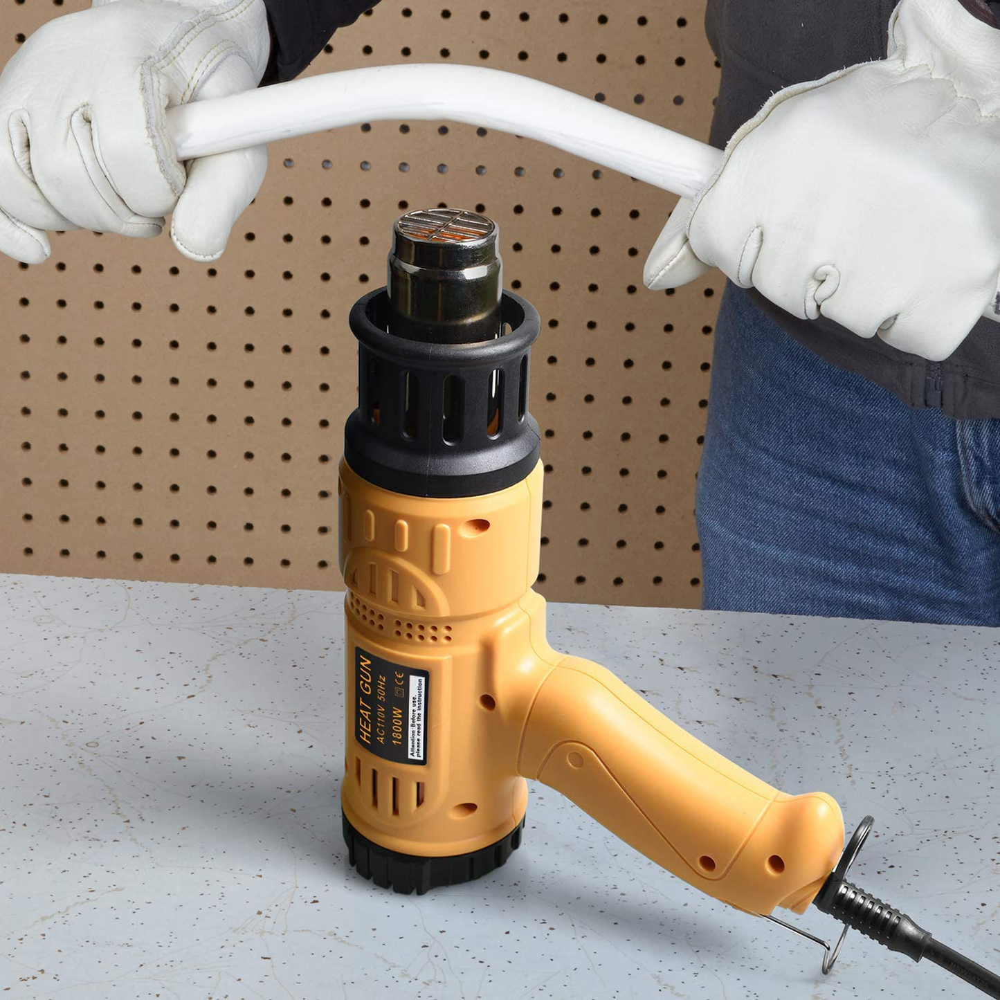 SEEKONE Heat Gun 1800W Heavy Duty Hot Air Gun Kit Variable Temperature Control with 2-Temp Settings 4 Nozzles 122℉~1202℉（50℃- 650℃）with Overload Protection for Crafts, Shrinking PVC, Stripping Paint