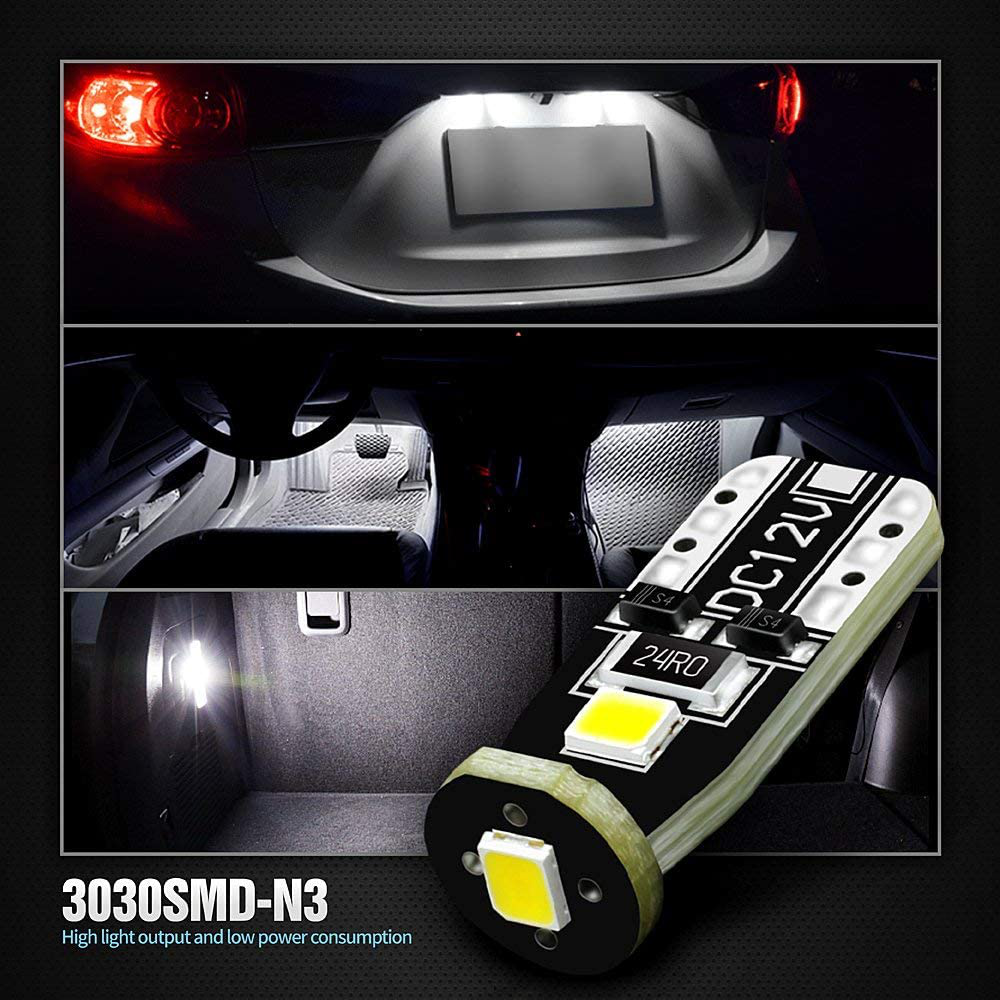 SIRIUSLED 194 LED Bulbs Extremely Super Bright 3030 Chipset for Car truck Interior Dome Map Door Courtesy Marker License Plate Lights Compact Wedge T10 168 2825 Xenon White Pack of 10