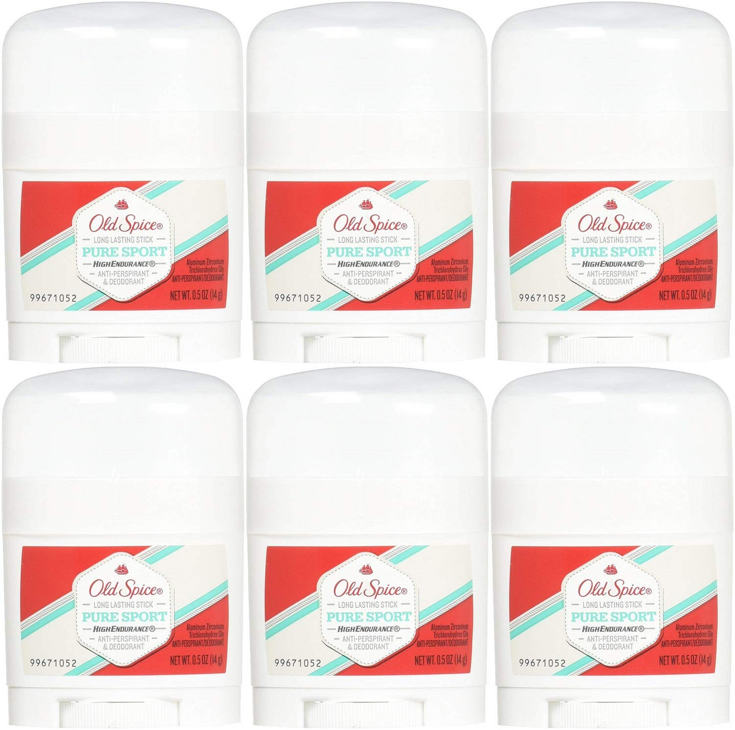 Old Spice High Endurance Antiperspirant Deodorant, Pure Sport, Travel Size 0.5 Ounce (Pack of 6)