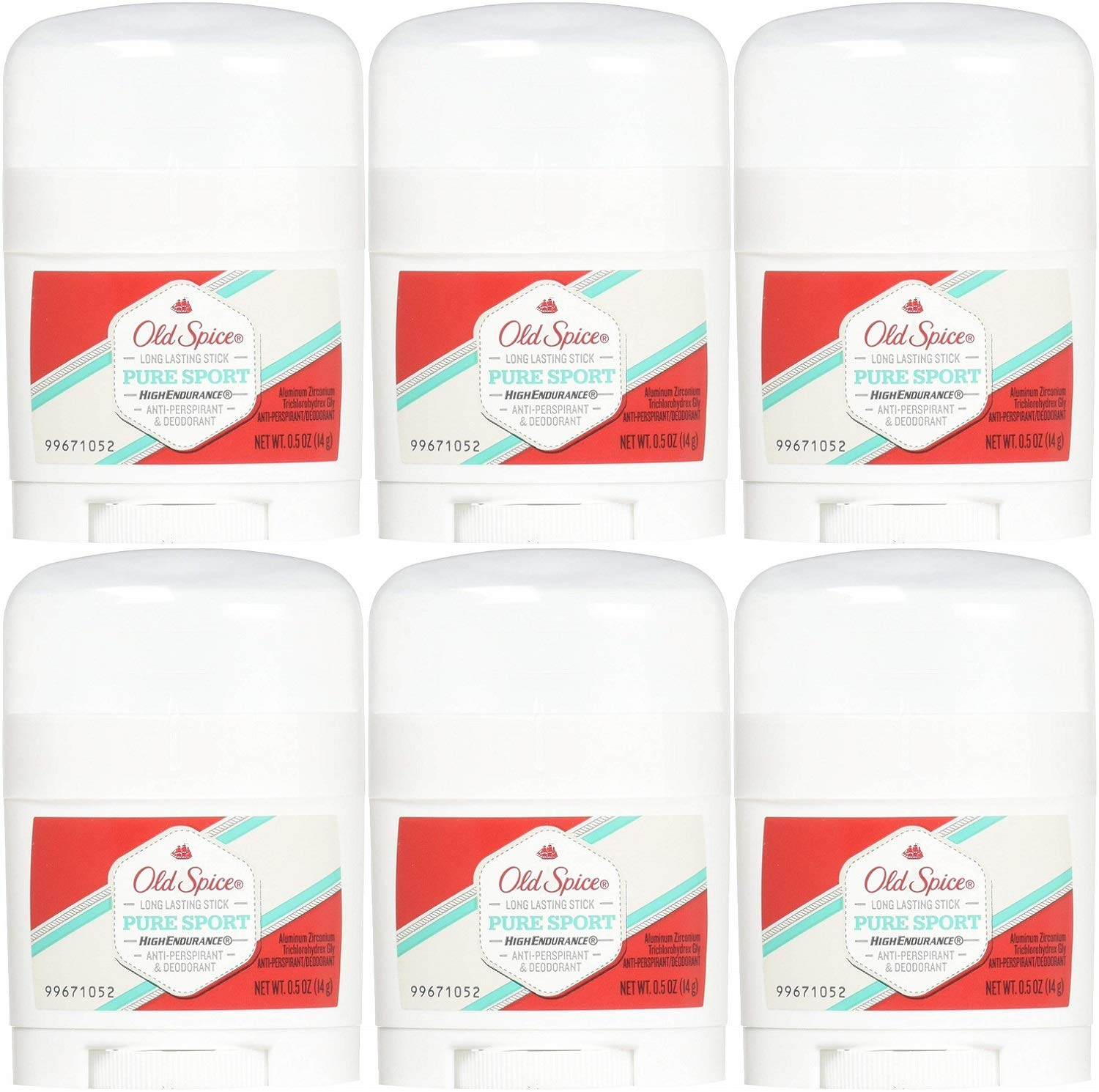 Old Spice High Endurance Antiperspirant Deodorant, Pure Sport, Travel Size 0.5 Ounce (Pack of 6)