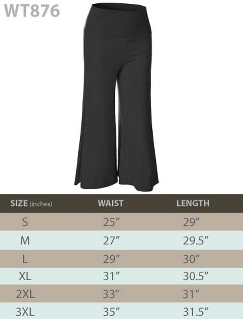 Made By Johnny Women's High Elastic Waistband Wide Leg Palazzo Culotte Gaucho Capri Pants (S~5XL)