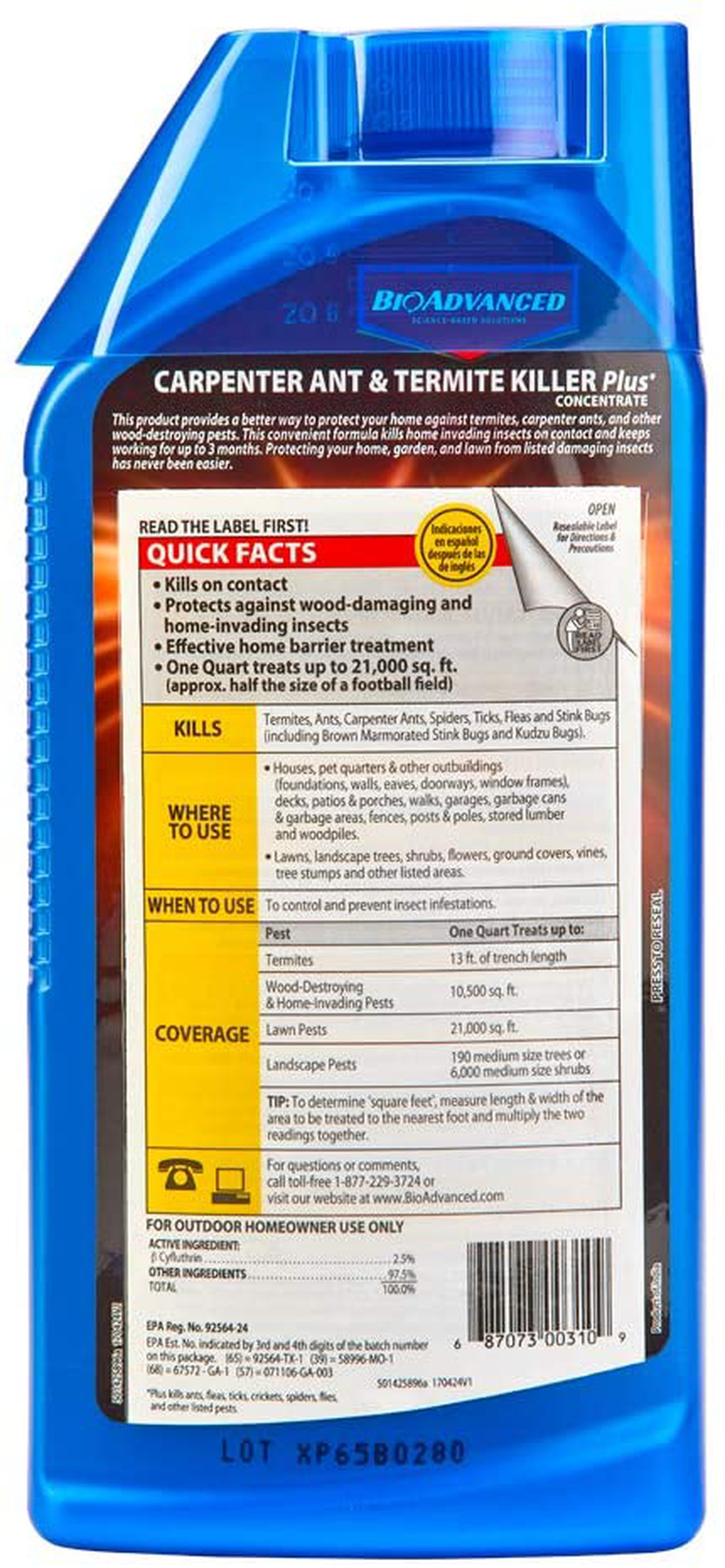 BIOADVANCED 700335A Carpenter Ant and Termite Killer Plus Pesticide for Outdoors, 1.3-Gallon, Ready-to-Use Battery Powered Sprayer