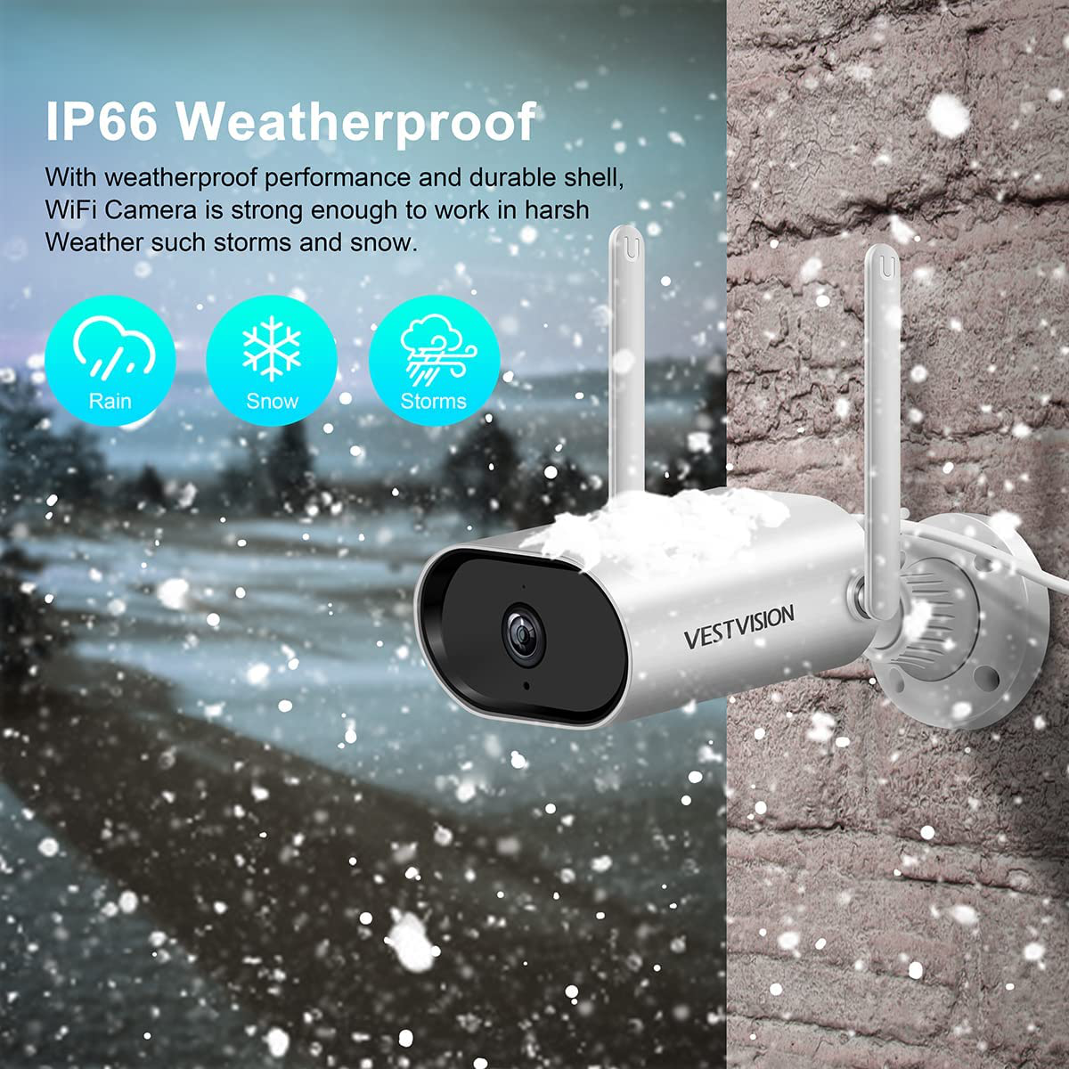 Outdoor Security Cameras FHD 1080P, Night Vision Security Cameras Wireless Outdoor, IP66 Weatherproof for Outdoor Indoor Motion Detection Wireless Cameras for Home Security, 2-Way Audio, 2.4G Wifi