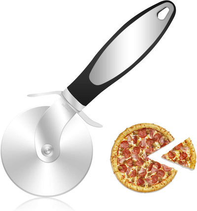 KUFUNG Pizza Cutter Wheel, Super Sharp Pizza Slicer with Non Slip Handle for Pizza, Pies, Waffles and Dough Cookies, Easy to Use and Clean (Silver, 8.3 Inch)