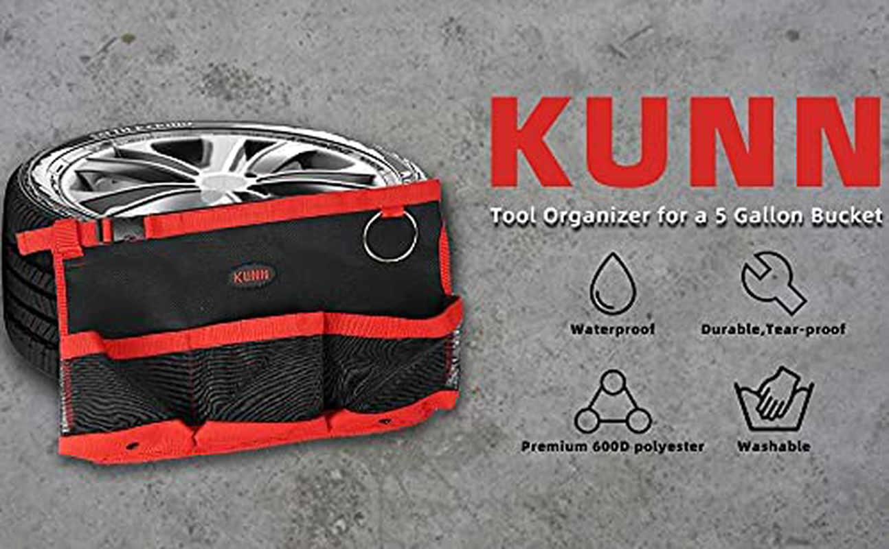 KUNN Car wash bucket tool organizer for 5 Gallon Bucket with Towel Holder Ring ,Soap pockets cleaning bucket organizer Water-resistant Mesh Pockets for Clean Supplier , Car Wash Supplier