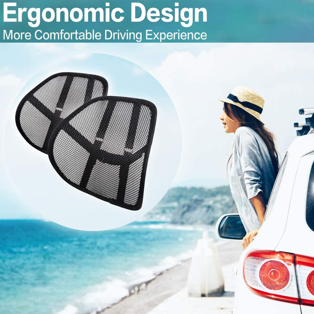 Lumbar Support, Car Lumbar Support with Double Breathable Mesh, Back Lumbar Support for Car and Office Chair ( Black 2 Pack)