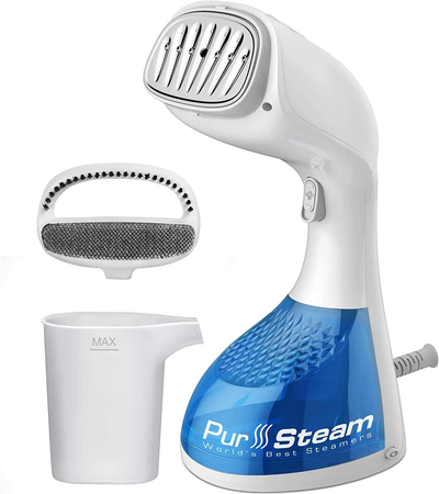PurSteam 1400-Watt Steamer for Clothes, Wrinkle Remover, Fast Heat-up, Large Detachable Water Tank, Exact Measure Filler Cup and 2 in 1 Brush Included