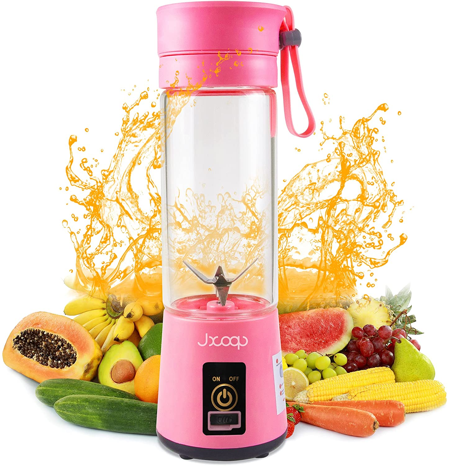 Portable Size Blender Mixer Fruit Rechargeable with USB Strong Power Mini Blender for Smoothie Fruit Juice Milk Shakes 380Ml Six 3D Blades for Great Mixing