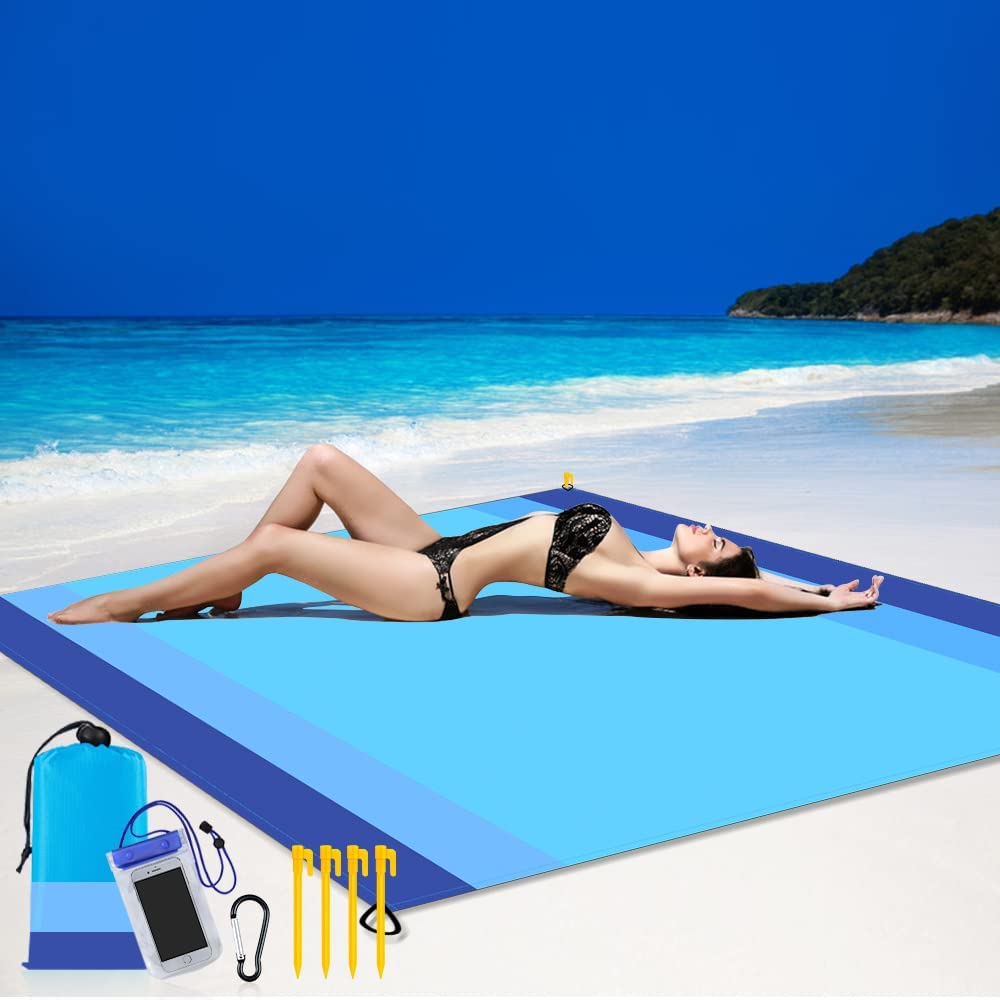 Vanleonet Beach Blanket Sandproof,Extra Large Size 83"X78"Sand Free Outdoor Picnic Blankets Waterproof Lightweight Sandproof Mat for 4-7 Adults Travel Party Sports Camping Hiking
