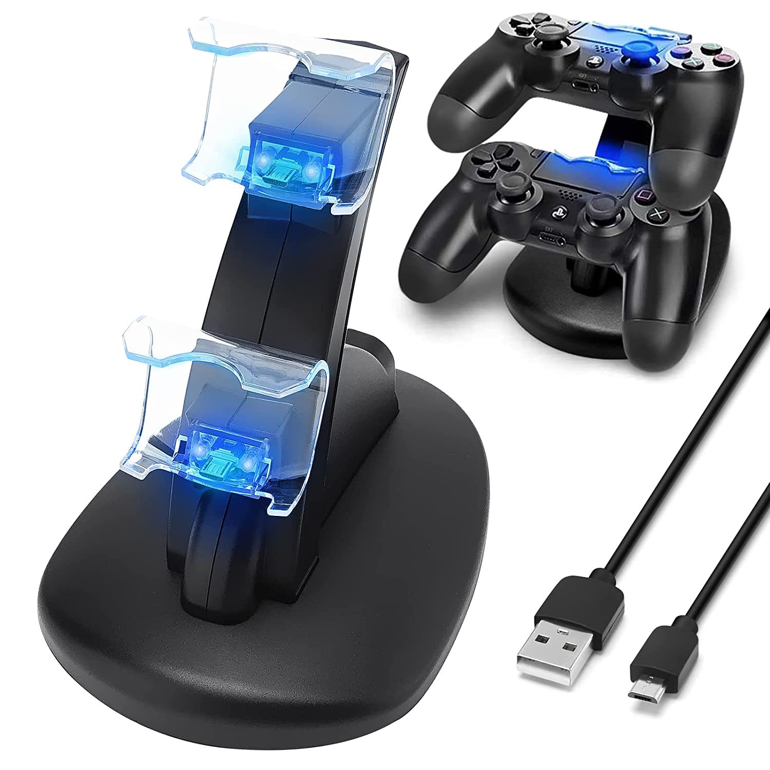 Playstation4 Regular Slim Pro Controller Charger, SUNKY LED Gaming Console Charging Stand USB Dock Station Mount Cradle for Sony PS4