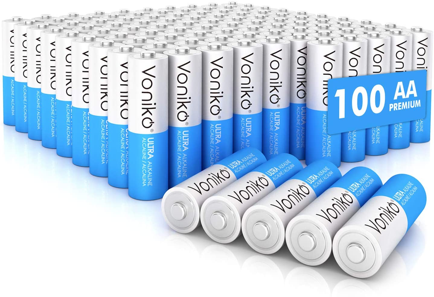Premium Grade AA Batteries -100 Pack- Alkaline Double a Battery - Ultra Long-Lasting, Leakproof 1.5V Batteries - 10-Year Shelf Life