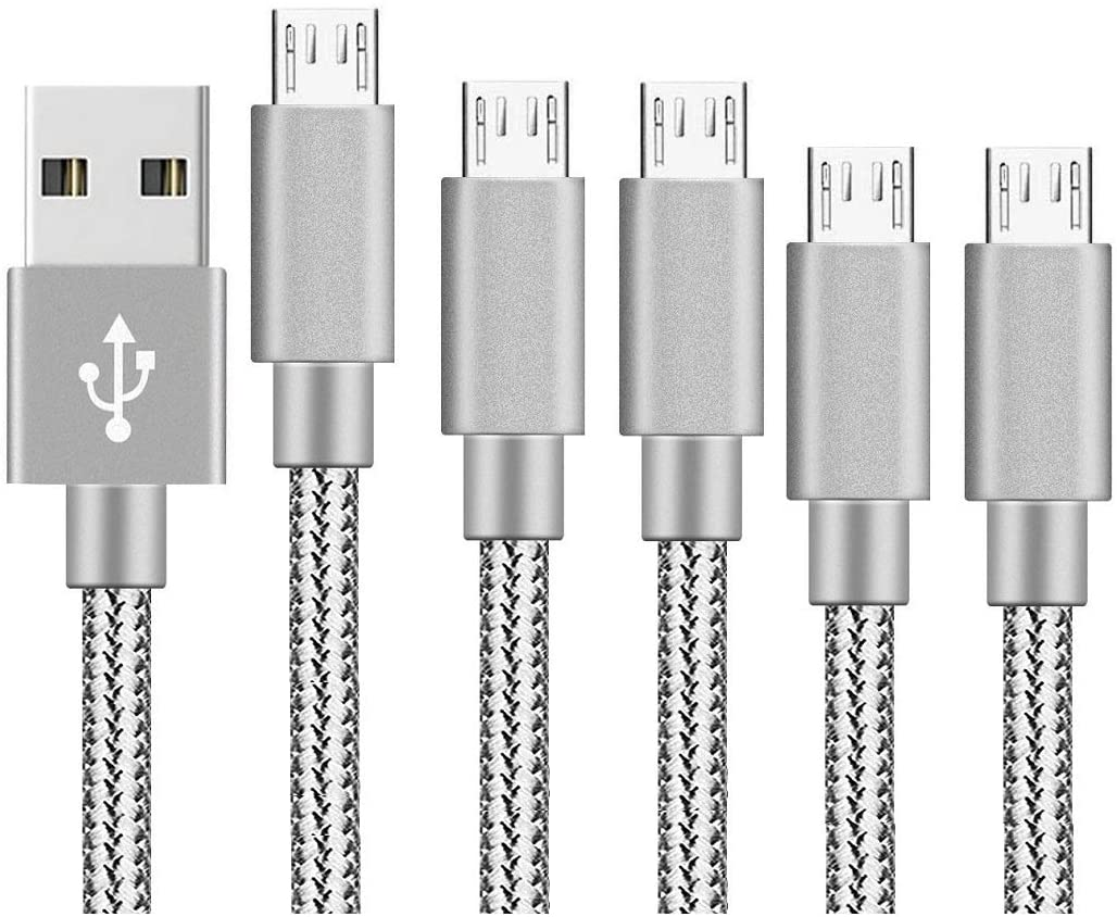 5 Pack Micro USB Cable, Android Charger Charging Cable  (3/3/6/6/10FT), Nylon Braided Fast Charger for Samsung Galaxy S7 Edge S6, Note 5, LG K40, Tablet, Kindle PS4 and More
