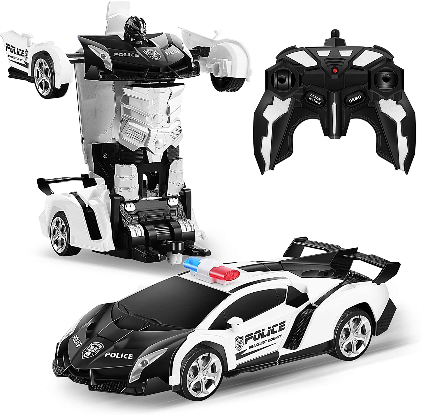 FIGROL Transform RC Car Robot, Remote Control Car Independent 2.4G Robot Deformation Car Toy with One Button Transformation & 360 Rotation 1:18 Scale