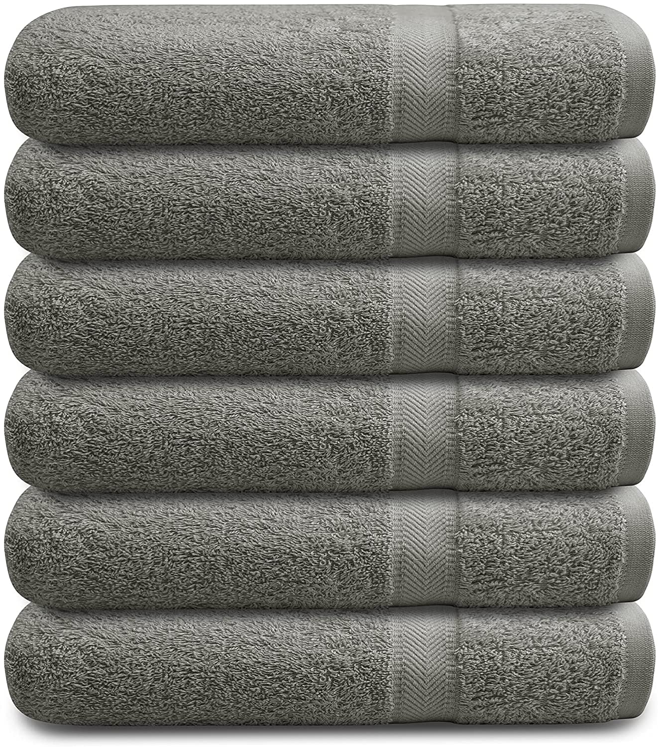 Cotton Bath Towels Set Ultra Soft Cotton Large Bath Towel White Highly Absorbent Quick Dry Daily Usage Home and Kitchen Bath Towel Set- White 24Inch X 48Inch Pack of 6, 24X48-Pack of 6