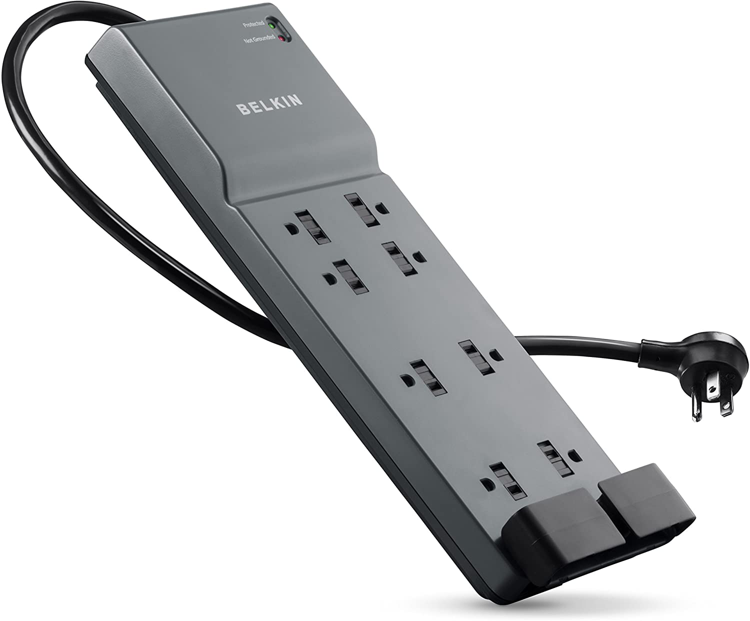 Belkin Power Strip Surge Protector Long Flat Plug Heavy Duty Extension Cord for Home, Office, Travel, Computer Desktop, Laptop & Phone Charging Brick (3,940 Joules)