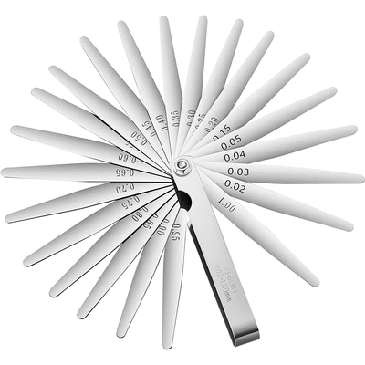 Stainless Steel Feeler Gauge Measuring Tool Dual Marked Metric and Imperial Gap Measuring (23 Blades,0.02-1.00 mm)