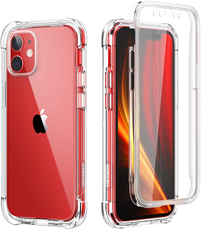 SURITCH Compatible with Iphone 12 Mini Clear Case,[Built in Screen Protector] Full Body Protective Shockproof Bumper Rugged Cover for Iphone 12 Mini 5.4 Inch (Clear)