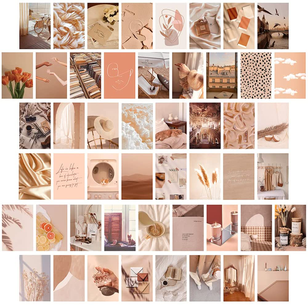 Wall Collage Kit Aesthetic Pictures, 50PCS Double-sided Plant Photo Collage Kit for Wall Aesthetic Green Botanical Wall Art Boho Small Posters for Room Aesthetic Wall Decor for Teen Girls Dorm Bedroom