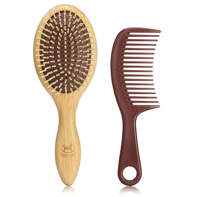 BESTOOL Hair Brushes for Women Men Kid, Bamboo Detangling Brush & Wide Teeth Comb for Thick Fine Curly Hair, Everyday Hairbrush, Enhance Shine, Massage Scalp, Anti-Static