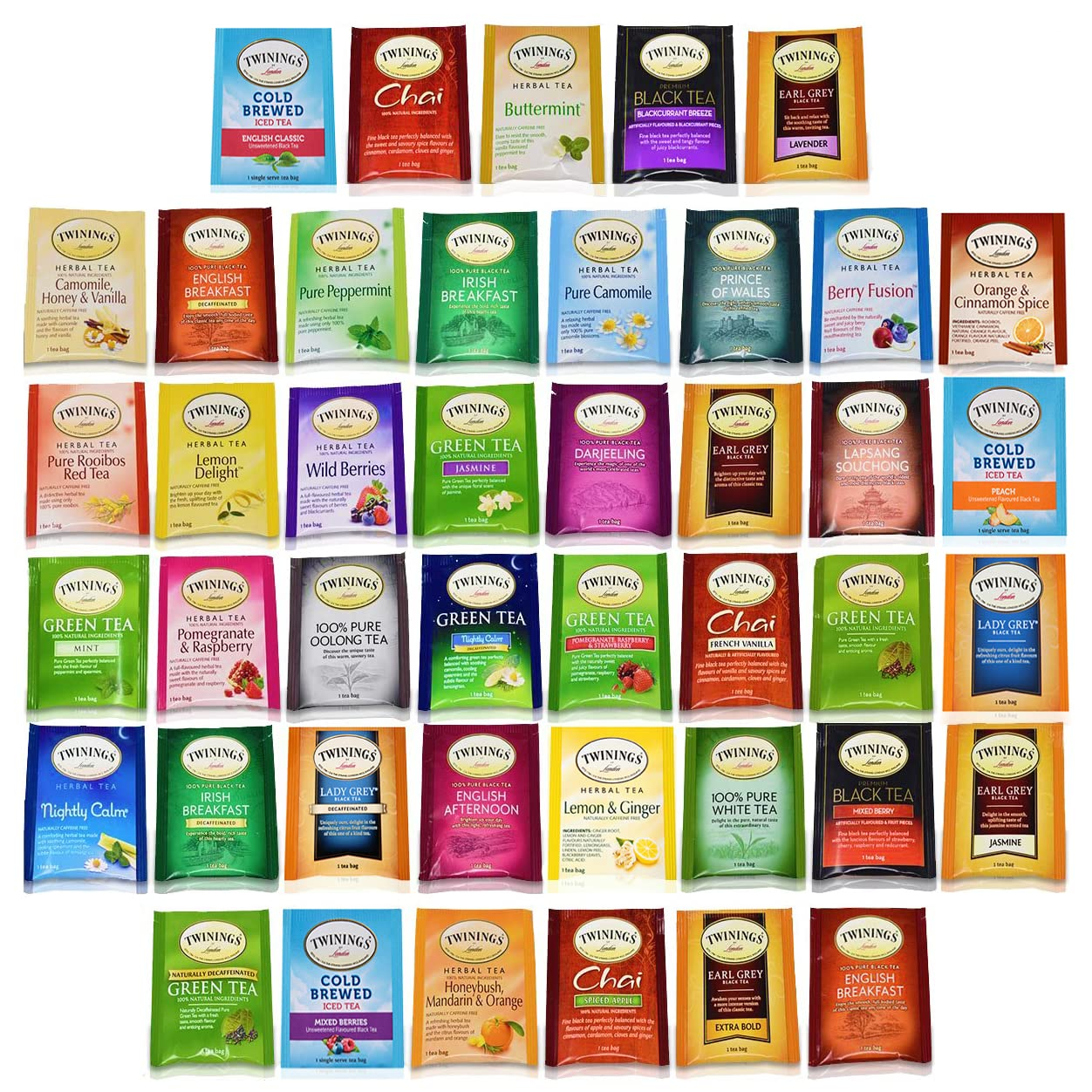 Twinings Tea Bags Sampler Assortment Variety Pack Gift Box - 48 Count - Perfect Variety - English Breakfast, Green, Black, Herbal, Chai Tea and More