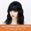 Short Bob Wavy Wig with Bangs Shoulder Length Wavy Wigs Synthetic Curly Bob Wig Black Wig for Women Natural Looking Heat Resistant Fiber Hair for Girls Party Daily Wear 14 Inch, Black