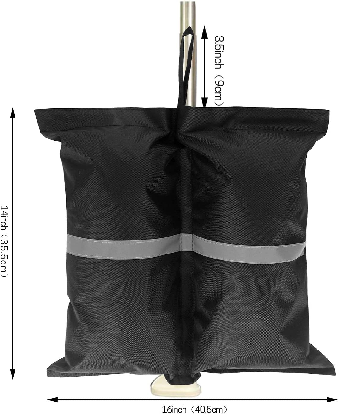 Canopy Weight Bags for Pop up Tent, 4Pcs/Pack Leg Weights Sand Bags for Instant Outdoor Sun Shelter Canopy Legs, Heavy Duty Stability Sandbag Weighted Feet Bag (Black with Reflective Strip)