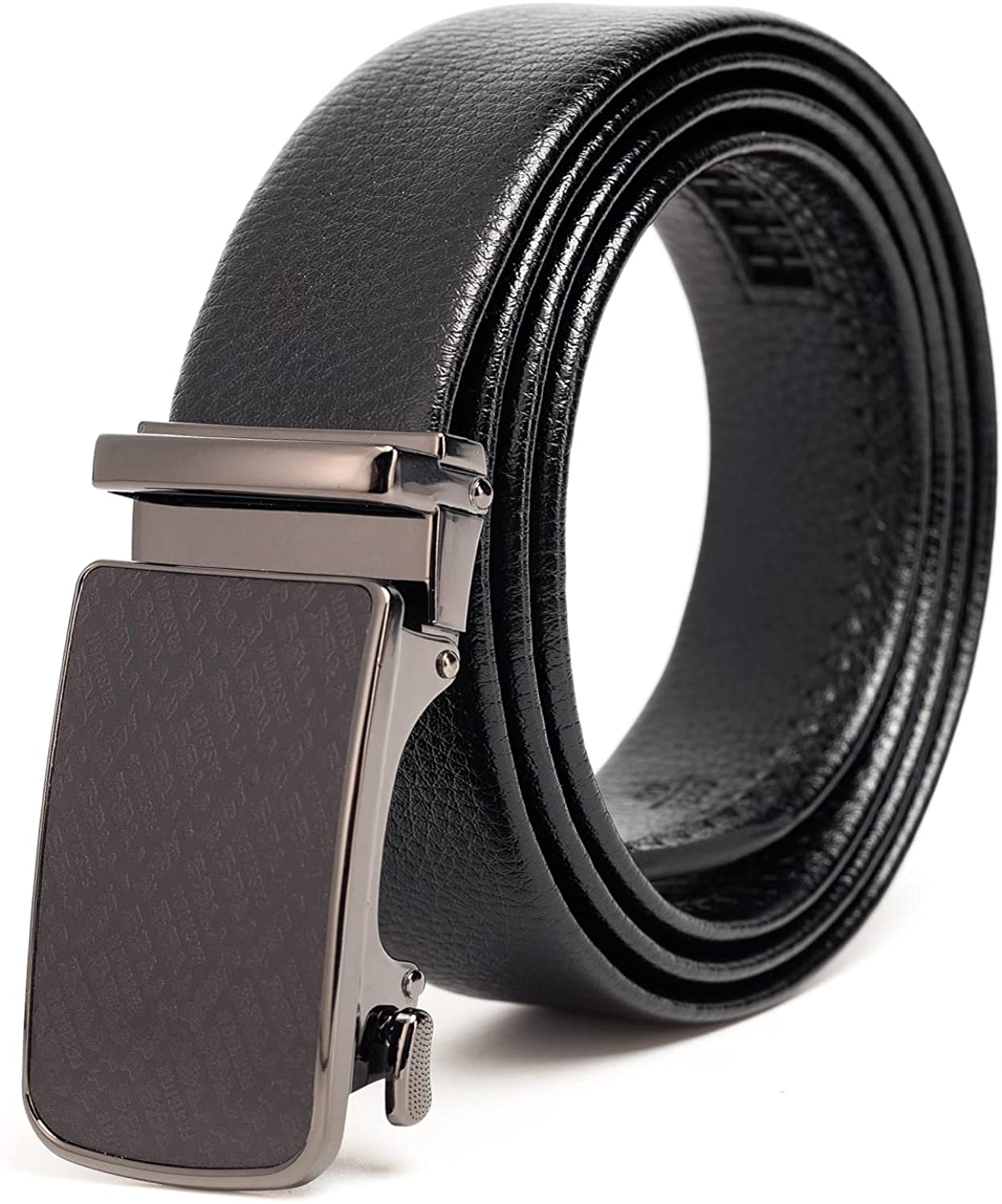 IndPon Mens Belt 100% Leather Ratchet, Casual Golf Belt, Dress Belt with Automatic Buckle, 1.4" Wide Adjustable Slide