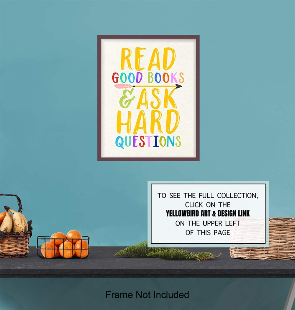 Kids Reading and Learning Wall Art Posters Print Set, Unique Motivational Decor for Kids Bedroom, Toddler and Child Room, Home School Classroom, Library - Gift for Teachers, Moms, Dads, 8x10 Photos