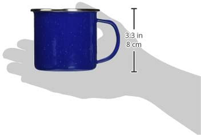 Texsport Blue Enamel Coffee Cup Mug with Stainless Steel Rim - Great for Outdoor Camping