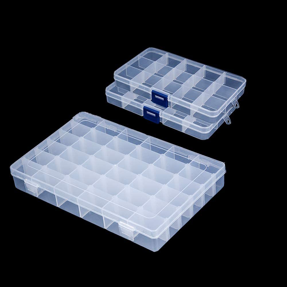 Organizer Box Adjustable Dividers - Plastic Compartment Storage Container for Washi Tapes, Craft, Beads, Jewelry, Small Parts